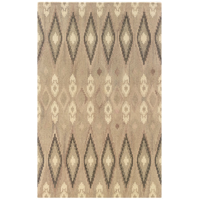 Anastasia 68001 Beige/Ivory Area Rug, handmade beige ivory wool area rug with subtle ikat-inspired woven textile pattern.