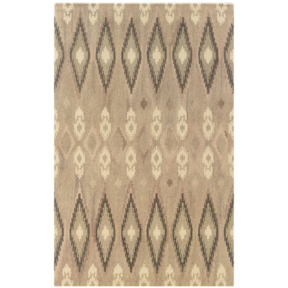 Anastasia 68001 Beige/Ivory Area Rug, handmade beige ivory wool area rug with subtle ikat-inspired woven textile pattern.
