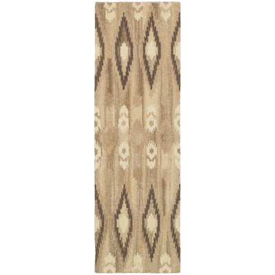 Anastasia 68001 Beige/Ivory Area Rug, handmade beige ivory wool area rug with subtle ikat-inspired woven textile pattern.