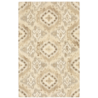 Anastasia 68003 Beige/Ivory Area Rug, handmade beige ivory wool area rug with refined traditional woven textile-inspired design.