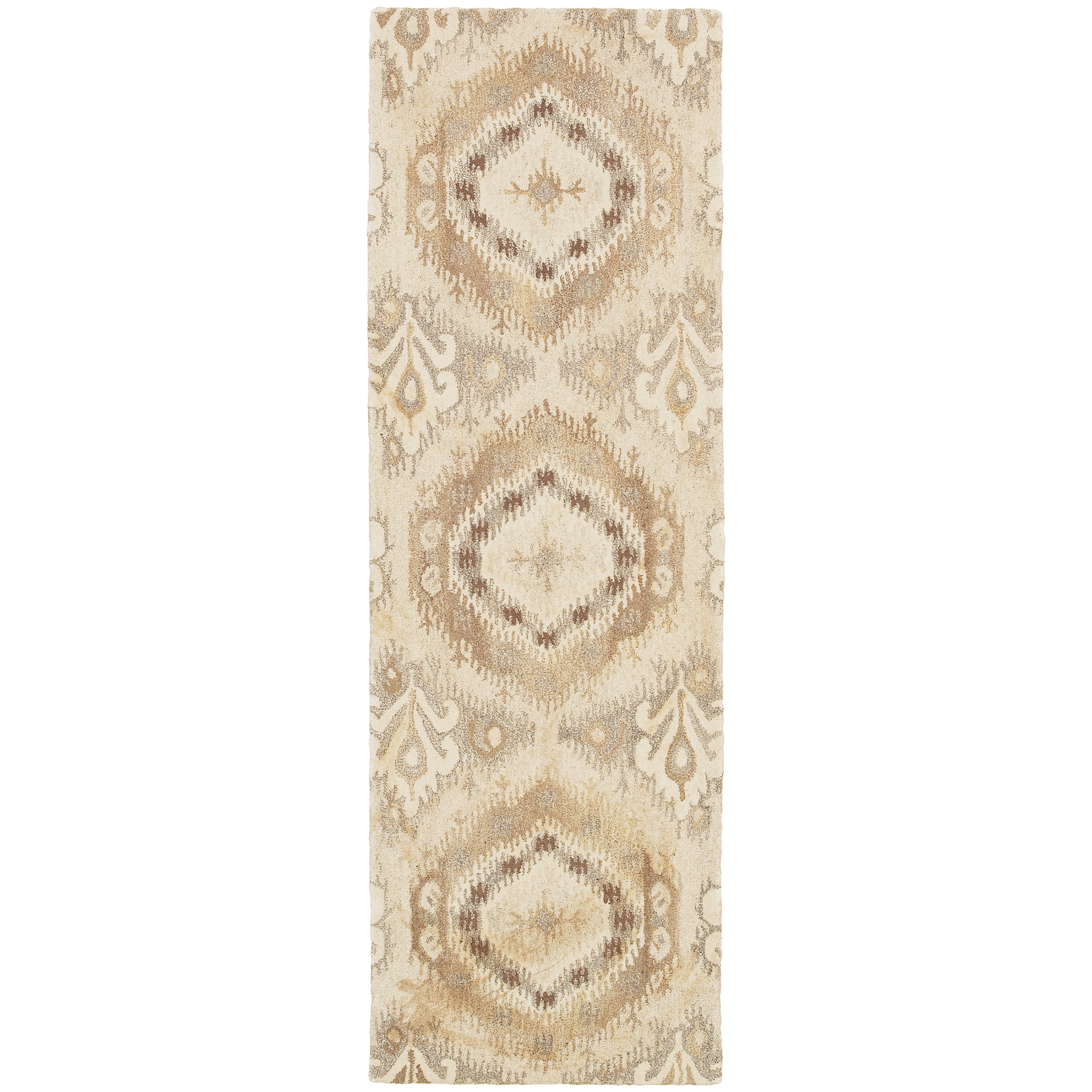 Anastasia 68003 Beige/Ivory Area Rug, handmade beige ivory wool area rug with refined traditional woven textile-inspired design.