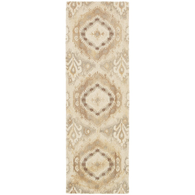 Anastasia 68003 Beige/Ivory Area Rug, handmade beige ivory wool area rug with refined traditional woven textile-inspired design.