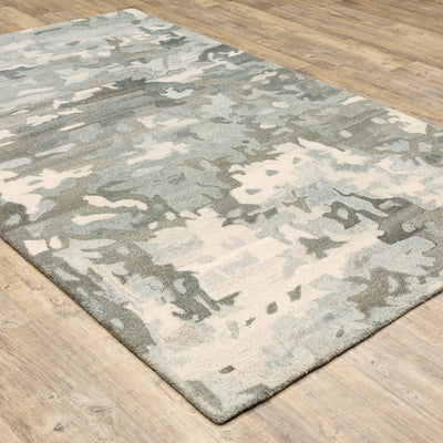 Anastasia 68006 Grey/Charcoal Area Rug, handmade grey charcoal wool area rug with ikat-inspired woven pattern and natural texture.
