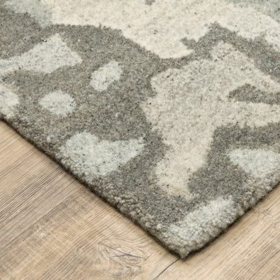Anastasia 68006 Grey/Charcoal Area Rug, handmade grey charcoal wool area rug with ikat-inspired woven pattern and natural texture.