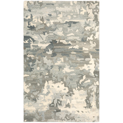 Anastasia 68006 Grey/Charcoal Area Rug, handmade grey charcoal wool area rug with ikat-inspired woven pattern and natural texture.