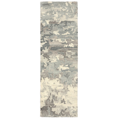 Anastasia 68006 Grey/Charcoal Area Rug, handmade grey charcoal wool area rug with ikat-inspired woven pattern and natural texture.