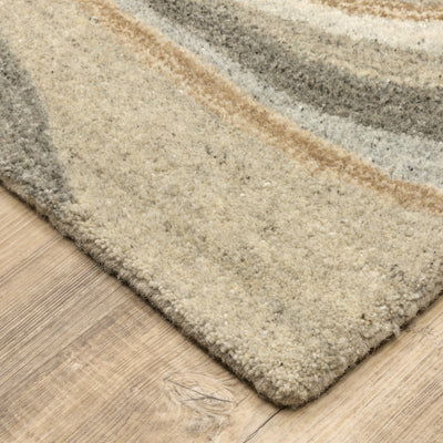 Anastasia 68007 Beige/Charcoal Area Rug, handmade beige charcoal wool area rug with updated woven textile-inspired design.