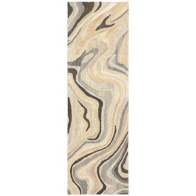 Anastasia 68007 Beige/Charcoal Area Rug, handmade beige charcoal wool area rug with updated woven textile-inspired design.