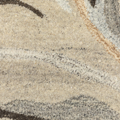 Anastasia 68007 Beige/Charcoal Area Rug, handmade beige charcoal wool area rug with updated woven textile-inspired design.