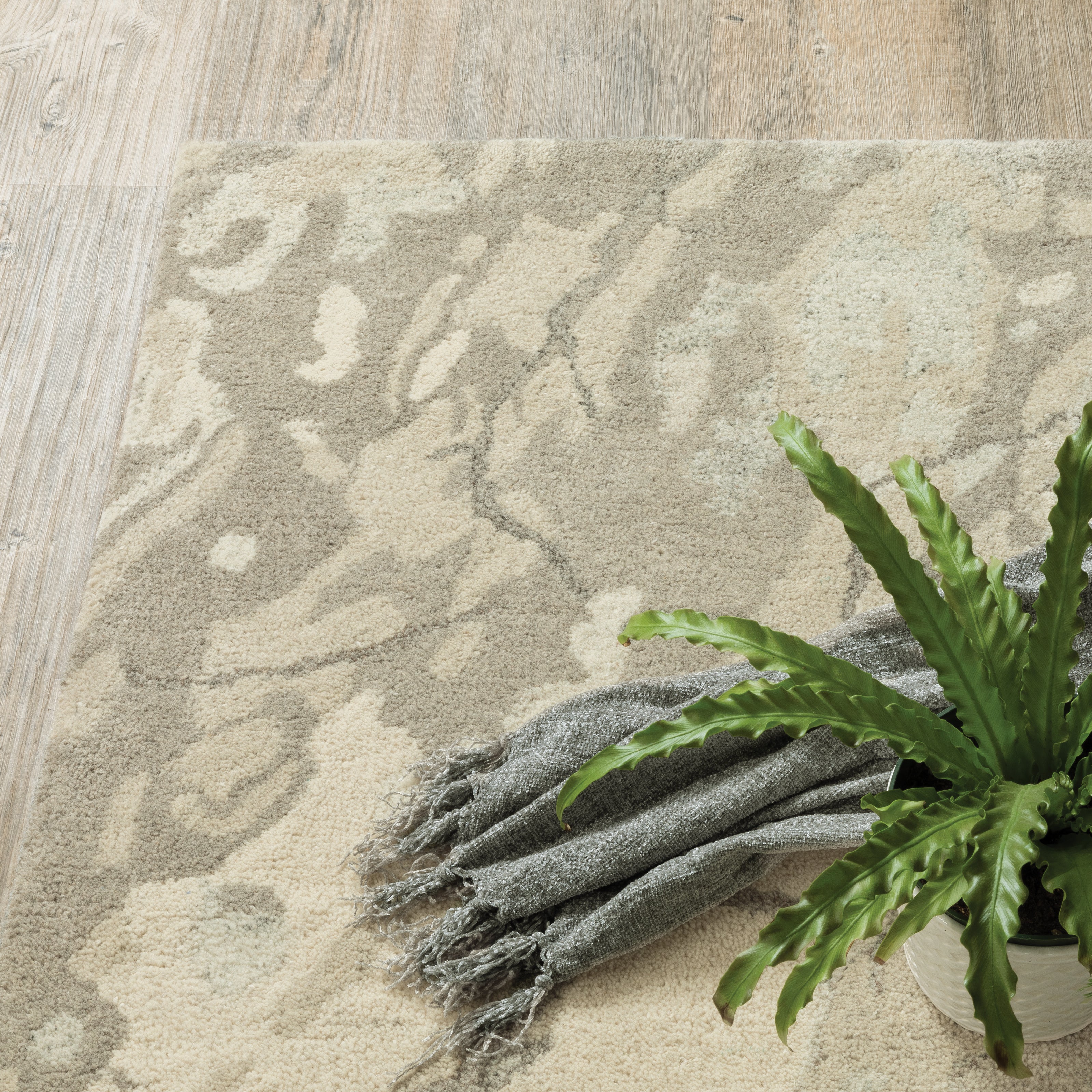 Anastasia 68008 Beige/Ivory Area Rug, handmade beige ivory wool area rug with subtle global woven textile pattern.