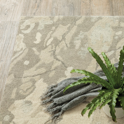 Anastasia 68008 Beige/Ivory Area Rug, handmade beige ivory wool area rug with subtle global woven textile pattern.