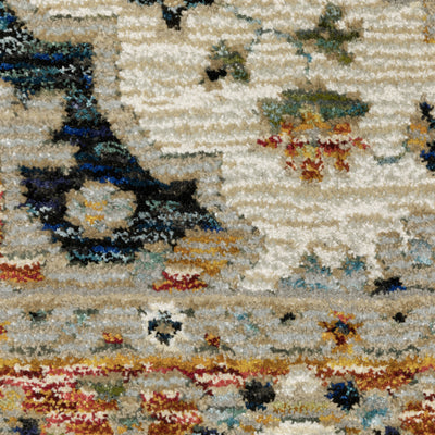 Andorra 2281E Blue/Orange Area Rug, blue, orange modern traditional area rug with bold vintage-inspired pattern and dense soft pile.