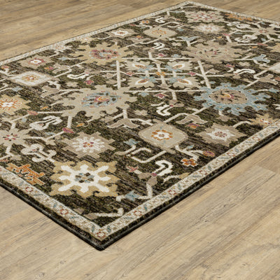 Andorra 2396B Brown/Multi Area Rug, brown multi modern traditional area rug with vintage-inspired pattern and soft dense pile.