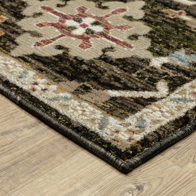 Andorra 2396B Brown/Multi Area Rug, brown multi modern traditional area rug with vintage-inspired pattern and soft dense pile.