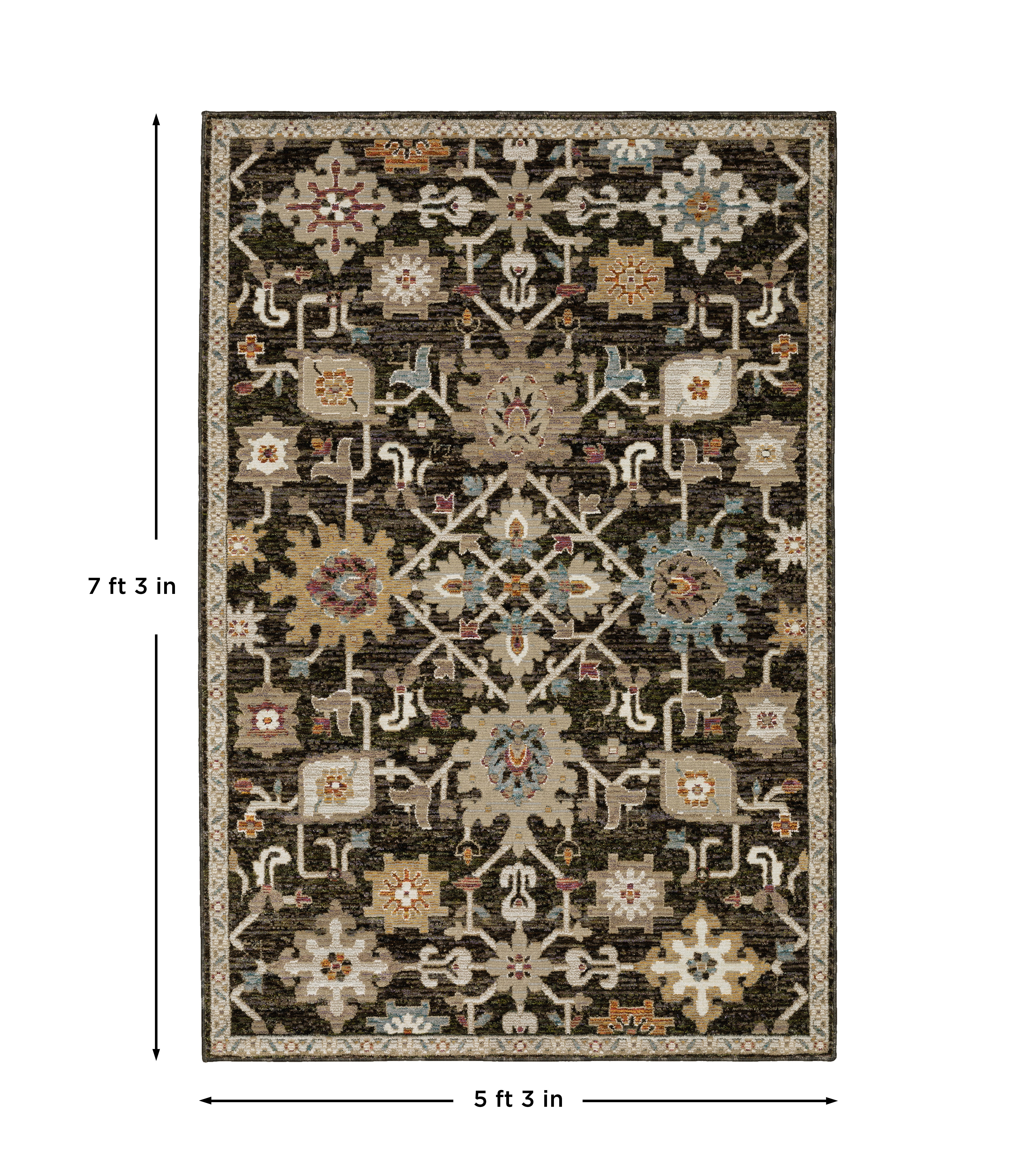 Andorra 2396B Brown/Multi Area Rug, brown multi modern traditional area rug with vintage-inspired pattern and soft dense pile.