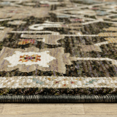 Andorra 2396B Brown/Multi Area Rug, brown multi modern traditional area rug with vintage-inspired pattern and soft dense pile.