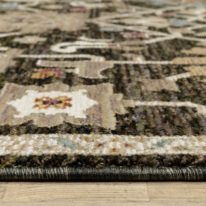 Andorra 2396B Brown/Multi Area Rug, brown multi modern traditional area rug with vintage-inspired pattern and soft dense pile.