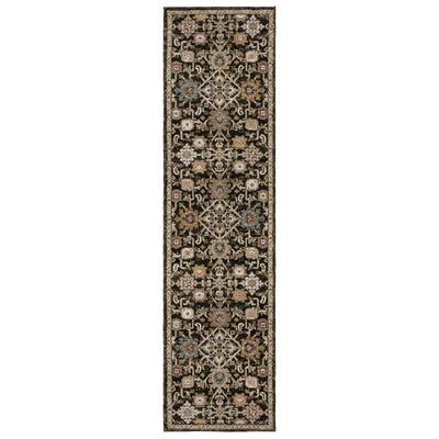 Andorra 2396B Brown/Multi Area Rug, brown multi modern traditional area rug with vintage-inspired pattern and soft dense pile.