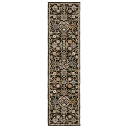 Andorra 2396B Brown/Multi Area Rug, brown multi modern traditional area rug with vintage-inspired pattern and soft dense pile.