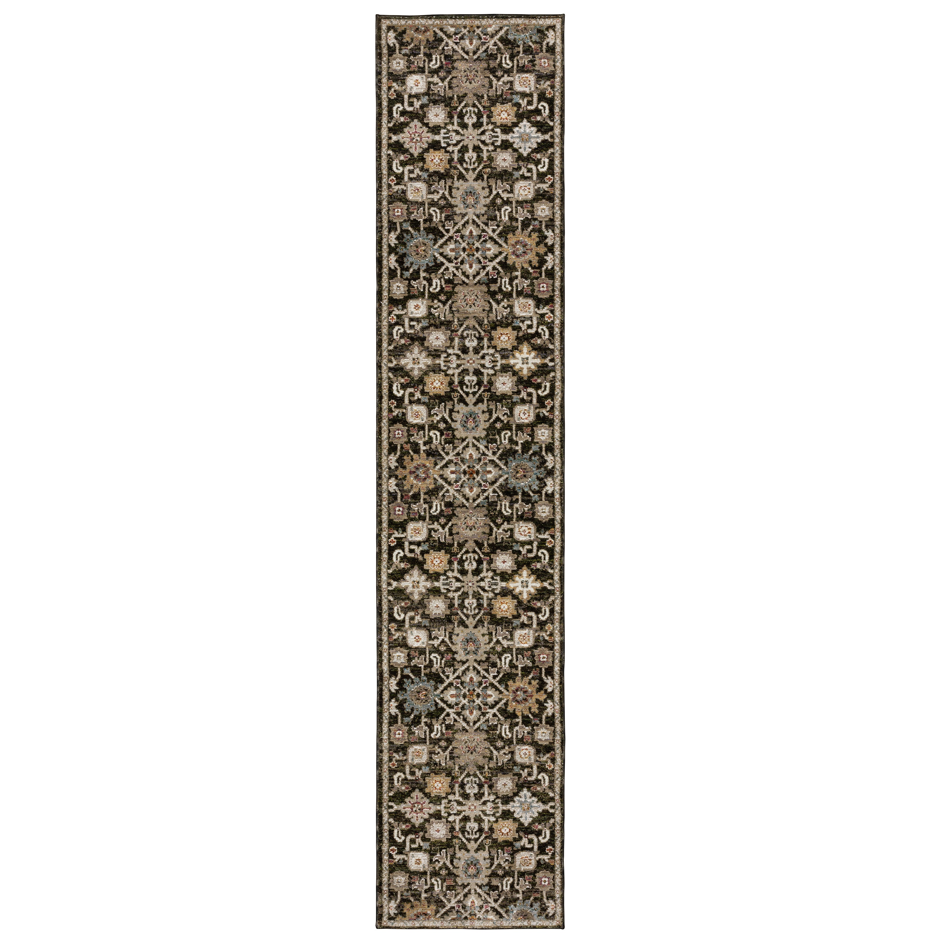 Andorra 2396B Brown/Multi Area Rug, brown multi modern traditional area rug with vintage-inspired pattern and soft dense pile.