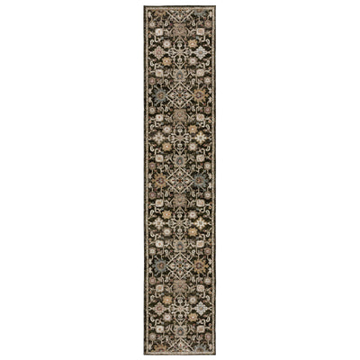 Andorra 2396B Brown/Multi Area Rug, brown multi modern traditional area rug with vintage-inspired pattern and soft dense pile.