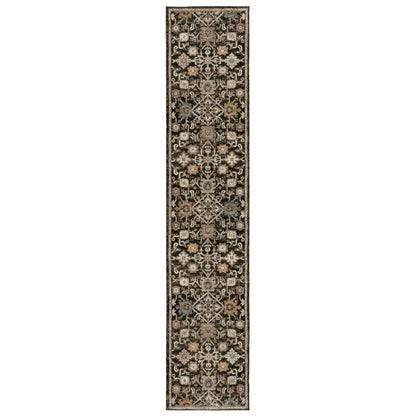 Andorra 2396B Brown/Multi Area Rug, brown multi modern traditional area rug with vintage-inspired pattern and soft dense pile.