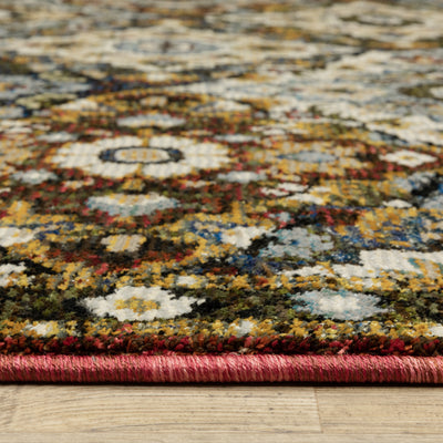 Andorra 2408A Red/Multi Area Rug, red multi modern traditional area rug with saturated vintage-inspired pattern and plush pile.