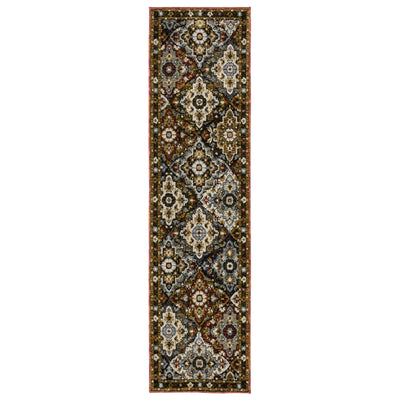 Andorra 2408A Red/Multi Area Rug, red multi modern traditional area rug with saturated vintage-inspired pattern and plush pile.