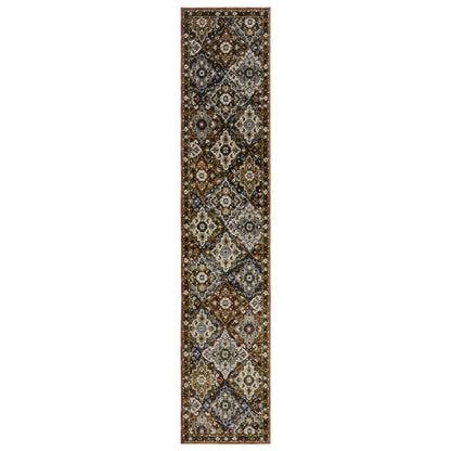 Andorra 2408A Red/Multi Area Rug, red multi modern traditional area rug with saturated vintage-inspired pattern and plush pile.