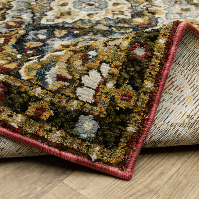 Andorra 2408A Red/Multi Area Rug, red multi modern traditional area rug with saturated vintage-inspired pattern and plush pile.