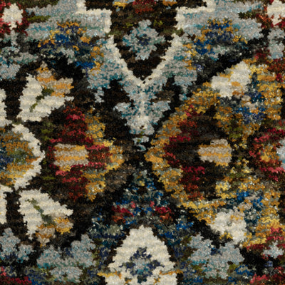 Andorra 2408A Red/Multi Area Rug, red multi modern traditional area rug with saturated vintage-inspired pattern and plush pile.