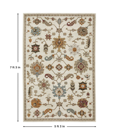 Andorra 2419B Ivory/Multi Area Rug, ivory multi modern traditional area rug with vintage-style design and plush dense pile.