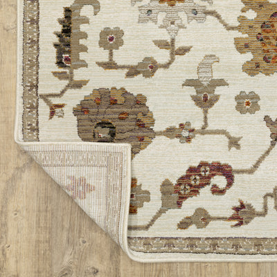 Andorra 2419B Ivory/Multi Area Rug, ivory multi modern traditional area rug with vintage-style design and plush dense pile.