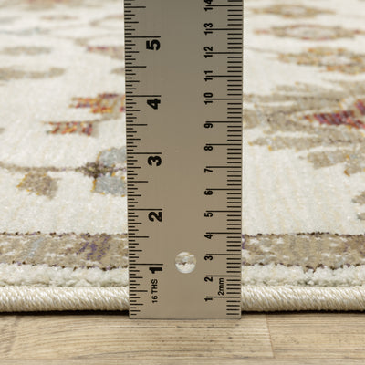 Andorra 2419B Ivory/Multi Area Rug, ivory multi modern traditional area rug with vintage-style design and plush dense pile.