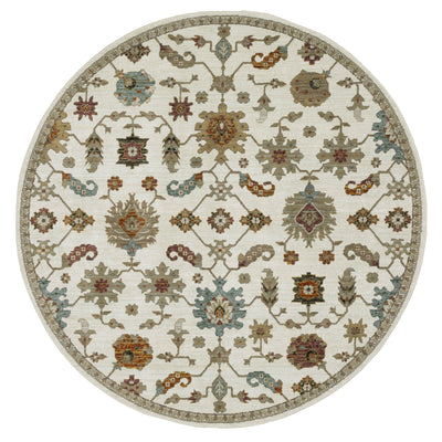 Andorra 2419B Ivory/Multi Area Rug, ivory multi modern traditional area rug with vintage-style design and plush dense pile.