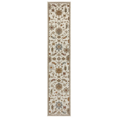 Andorra 2419B Ivory/Multi Area Rug, ivory multi modern traditional area rug with vintage-style design and plush dense pile.