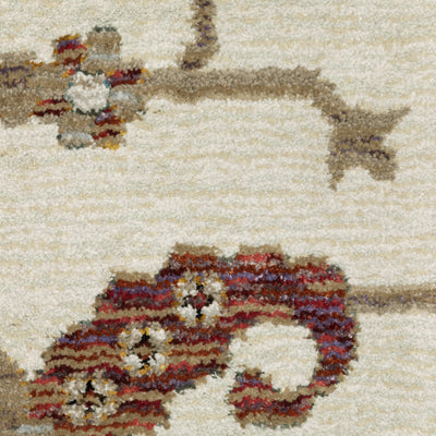 Andorra 2419B Ivory/Multi Area Rug, ivory multi modern traditional area rug with vintage-style design and plush dense pile.