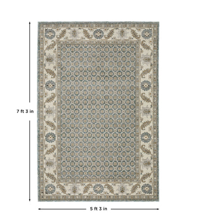 Andorra 2429A Blue/Ivory Area Rug, blue ivory modern traditional area rug with vintage-inspired pattern and dense soft pile.