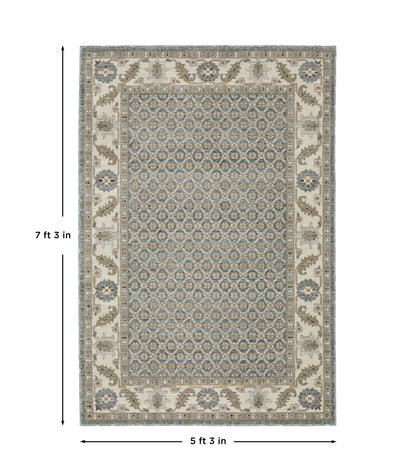 Andorra 2429A Blue/Ivory Area Rug, blue ivory modern traditional area rug with vintage-inspired pattern and dense soft pile.