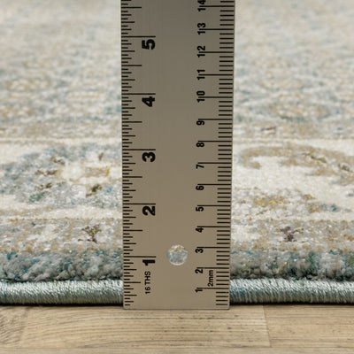 Andorra 2429A Blue/Ivory Area Rug, blue ivory modern traditional area rug with vintage-inspired pattern and dense soft pile.