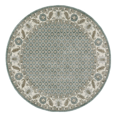Andorra 2429A Blue/Ivory Area Rug, blue ivory modern traditional area rug with vintage-inspired pattern and dense soft pile.