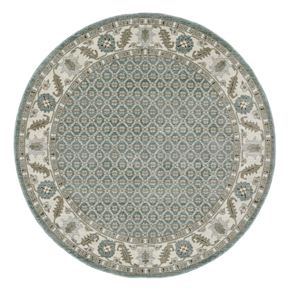Andorra 2429A Blue/Ivory Area Rug, blue ivory modern traditional area rug with vintage-inspired pattern and dense soft pile.