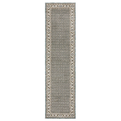 Andorra 2429A Blue/Ivory Area Rug, blue ivory modern traditional area rug with vintage-inspired pattern and dense soft pile.