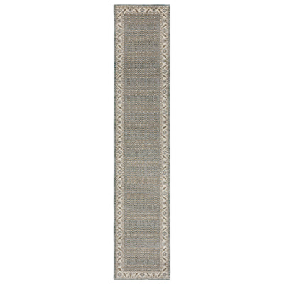 Andorra 2429A Blue/Ivory Area Rug, blue ivory modern traditional area rug with vintage-inspired pattern and dense soft pile.