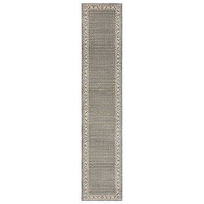 Andorra 2429A Blue/Ivory Area Rug, blue ivory modern traditional area rug with vintage-inspired pattern and dense soft pile.