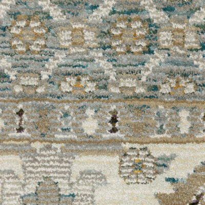 Andorra 2429A Blue/Ivory Area Rug, blue ivory modern traditional area rug with vintage-inspired pattern and dense soft pile.