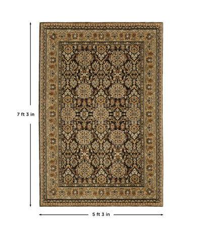 Andorra 2431A Brown/Gold Area Rug, brown gold modern traditional area rug with vintage-style pattern and luxurious soft pile.