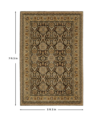 Andorra 2431A Brown/Gold Area Rug, brown gold modern traditional area rug with vintage-style pattern and luxurious soft pile.