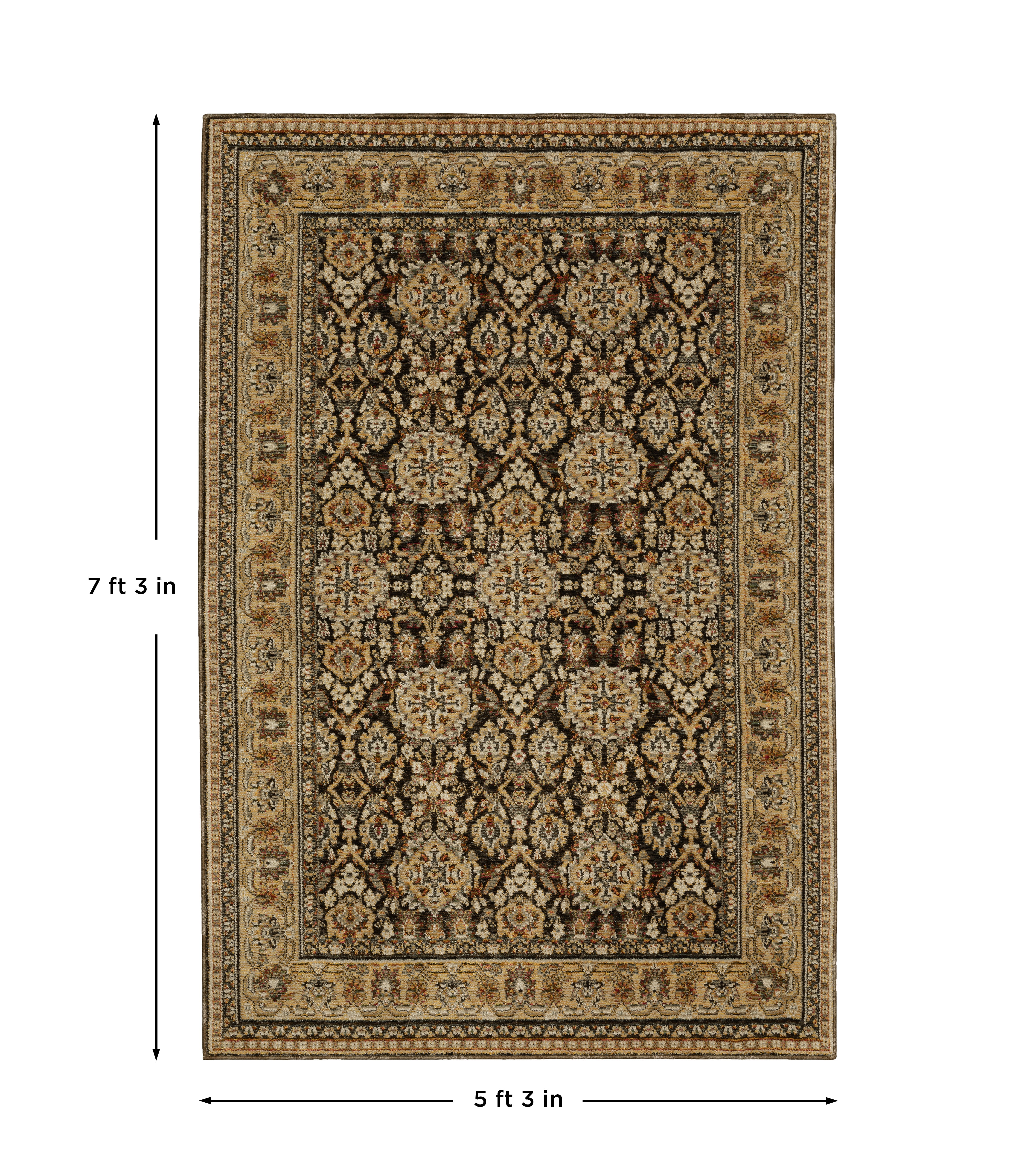 Andorra 2431A Brown/Gold Area Rug, brown gold modern traditional area rug with vintage-style pattern and luxurious soft pile.
