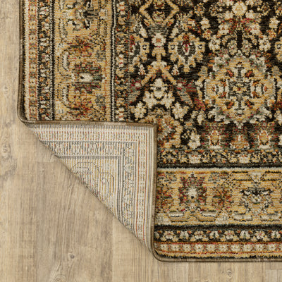 Andorra 2431A Brown/Gold Area Rug, brown gold modern traditional area rug with vintage-style pattern and luxurious soft pile.